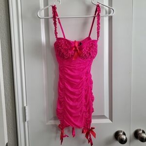 Victoria's Secret Hot Pink Ruched Chemise
